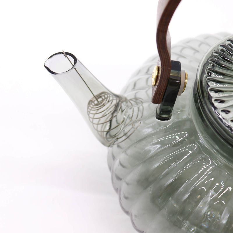 Théière en verre avec infuseur - Perle Rayée Charbon - 950 ml