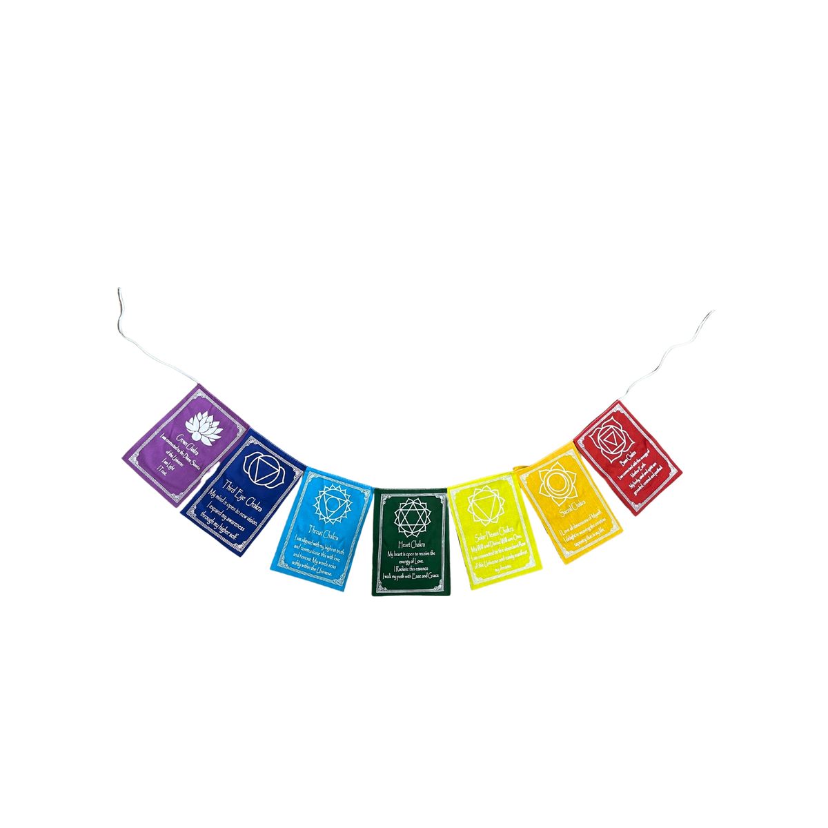 Sete cores dos chakras e mantra - Pequeno (7 bandeiras)