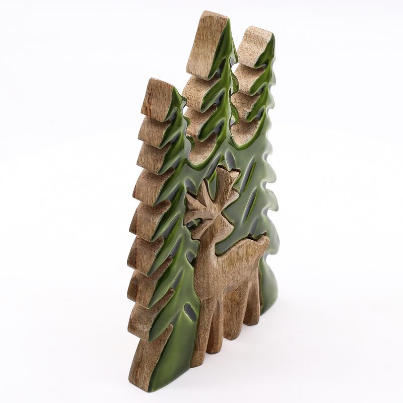 Izgubljeni u Šumi - Jelen u Šumi 3D Drveni Ukras - 25x15cm