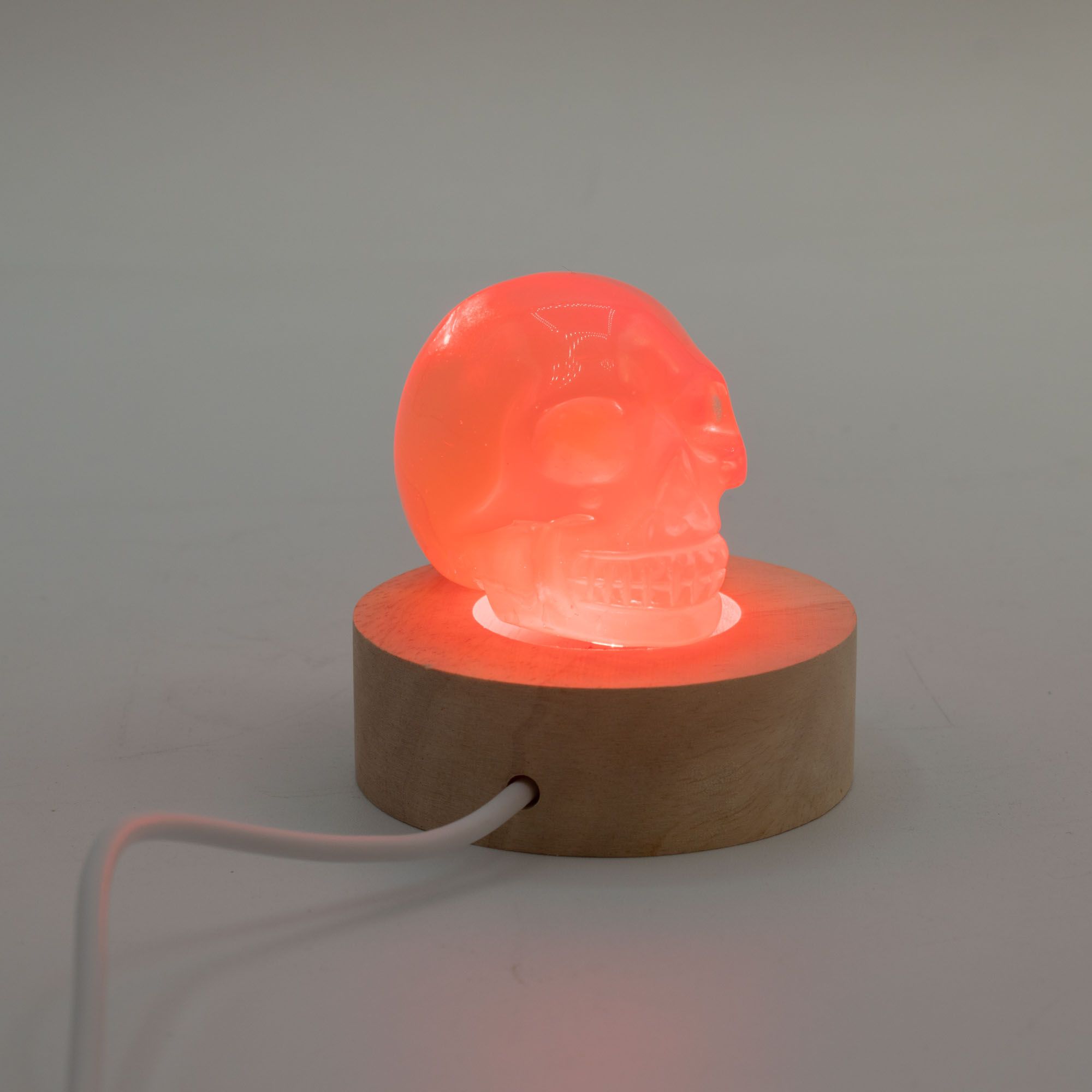 Base LED USB Redonda de Madeira 6 cm - Multicolorido