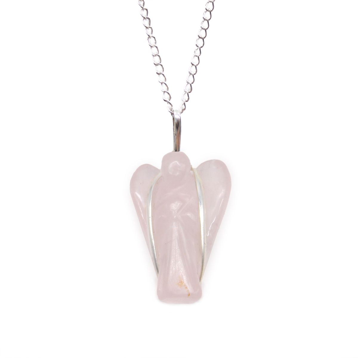 Pingente de Anjo da Guarda com Pedras Preciosas - Quartzo Rosa