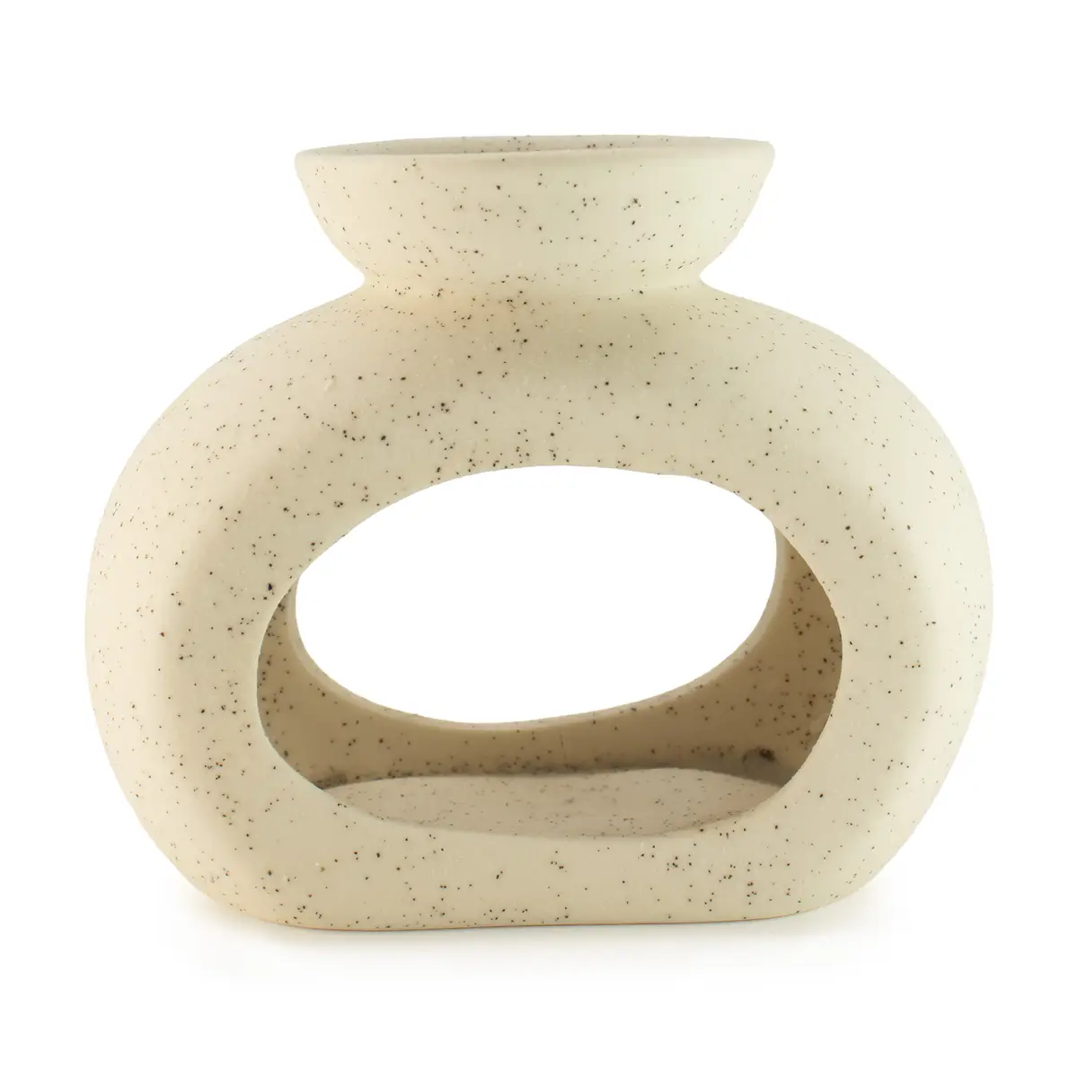 Ceramic Zen Oil Burner - Oval Pebble - Speckled Off-White — Incense Burners · GlowDuty apothecary