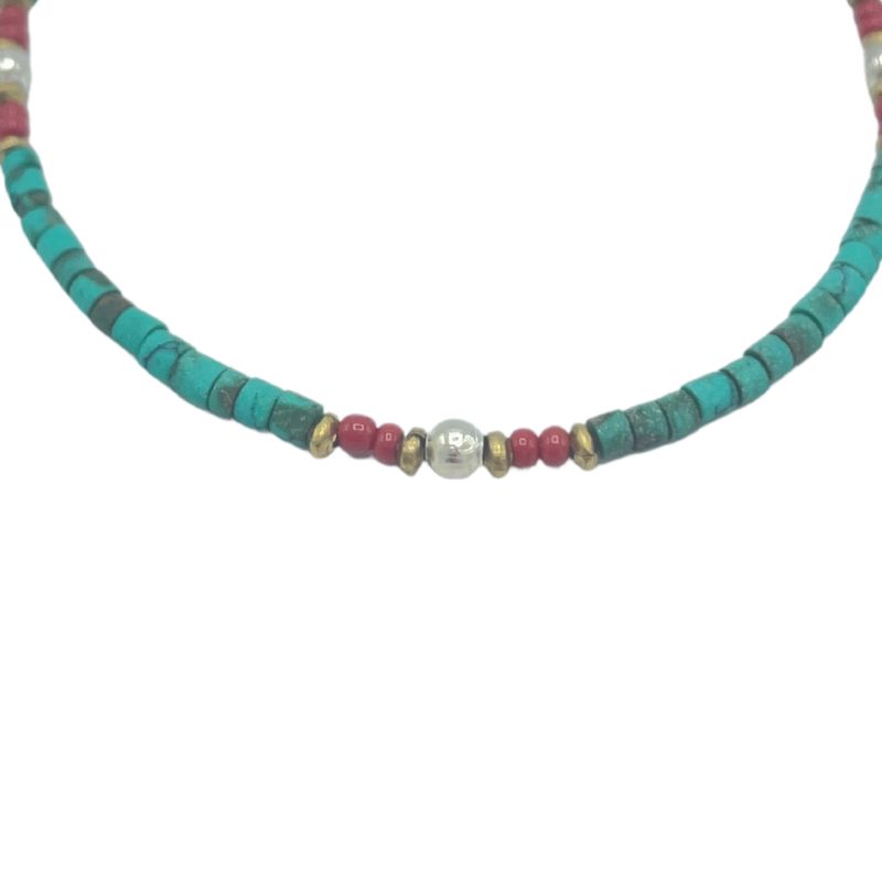 Bracelet Népalais en Pierre Extra-Fine - Turquoise & Pierre