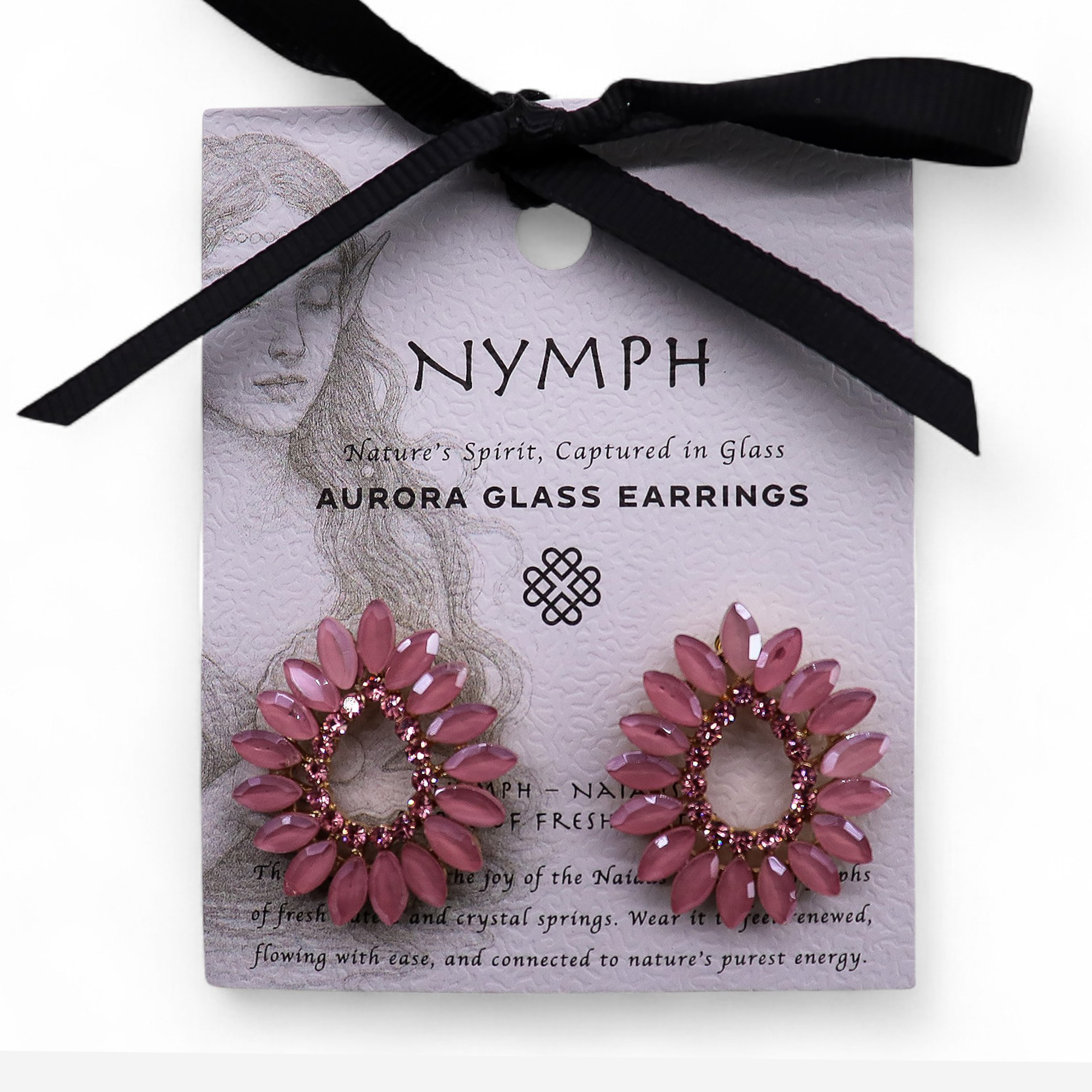 Stainless Steel Glass Loop Earrings - Soft Pink