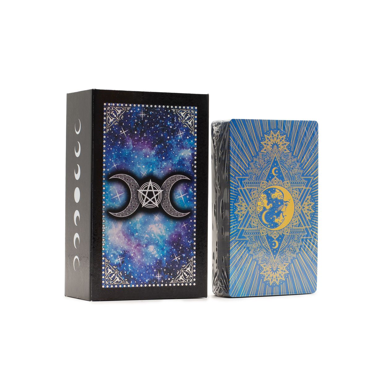 Baralho de cartas de Tarot com folha azul - Cara da Lua - com folheto