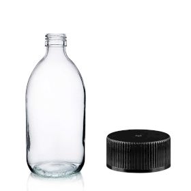 Sticlă pentru Medicamente Transparentă de 150 ml cu Capac din Plastic Negru