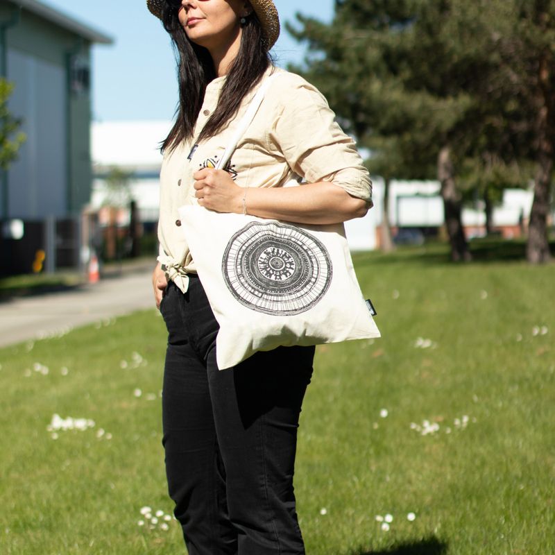 Iconic Basic Tote Bag - Urban Mandala - (40x37cm) - Natural 4oz
