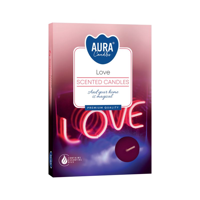 1x Conjunto de 6 Velas de Chá Perfumadas - Amor
