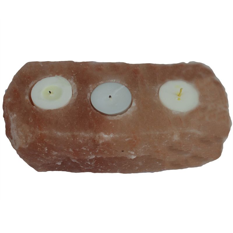 Bougeoirs en cristal de Sel de l’Himalaya Brut - 3 Bougies