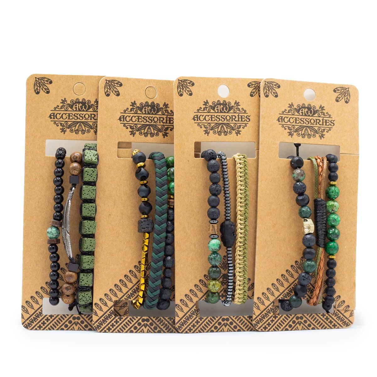 Conjunto de pulseiras para homem - Exterior verde
