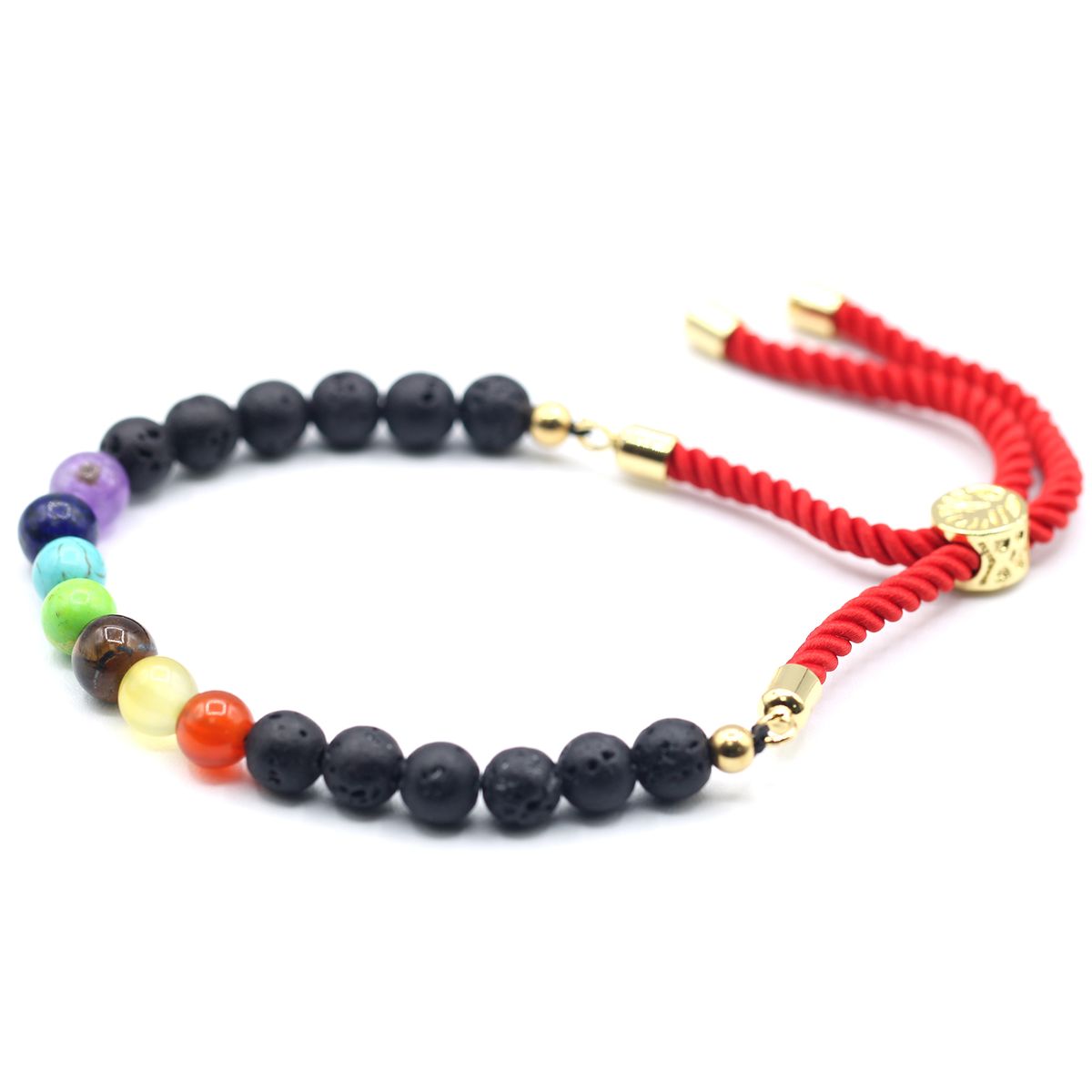 Pulseira de fio vermelho com pedras vulcânicas