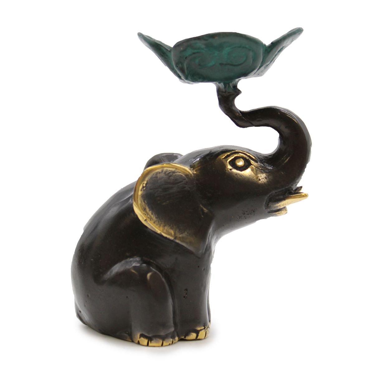 Porta-velas / incensário em forma de elefante pequeno