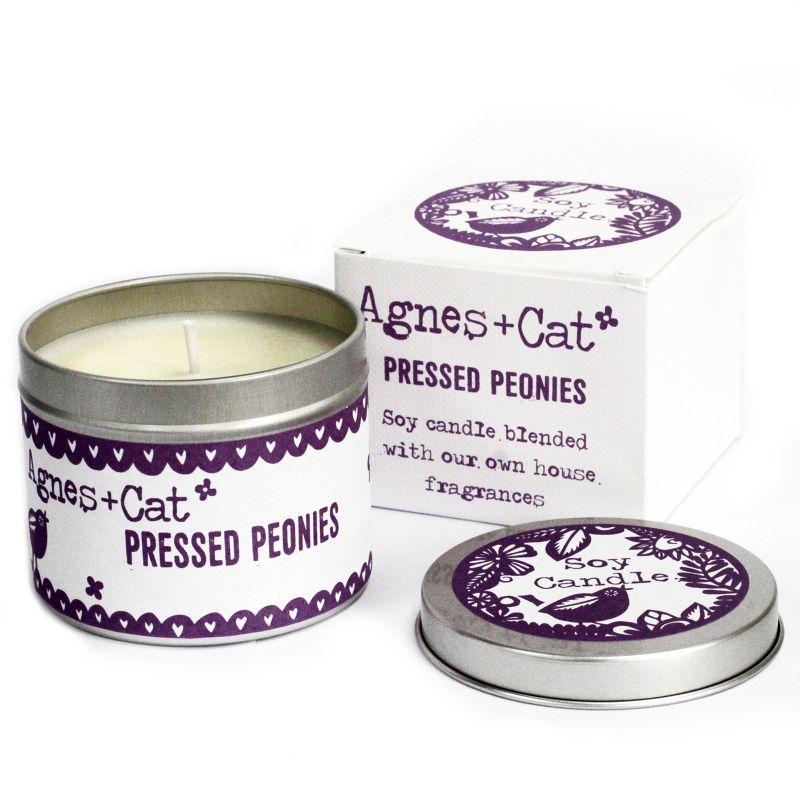 Coffret Cadeau Bougies en Cire de Soja de 200 gr  - Pivoine pressée