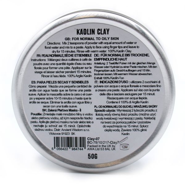 Masques pour visage en argile Kaolin 50g