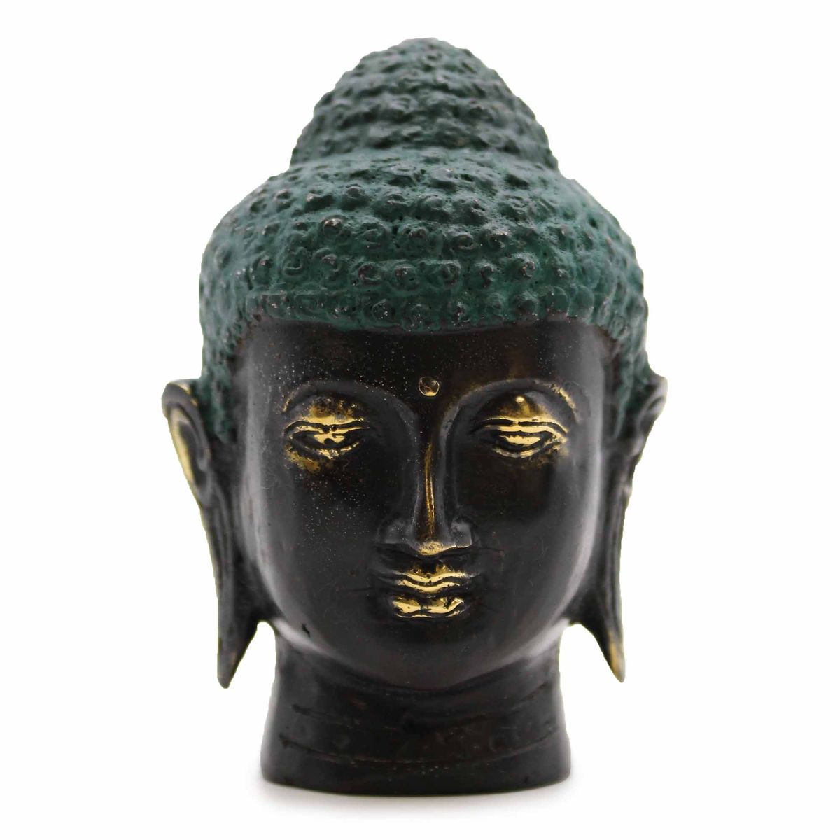 Cabeça de Buda em latão antigo média