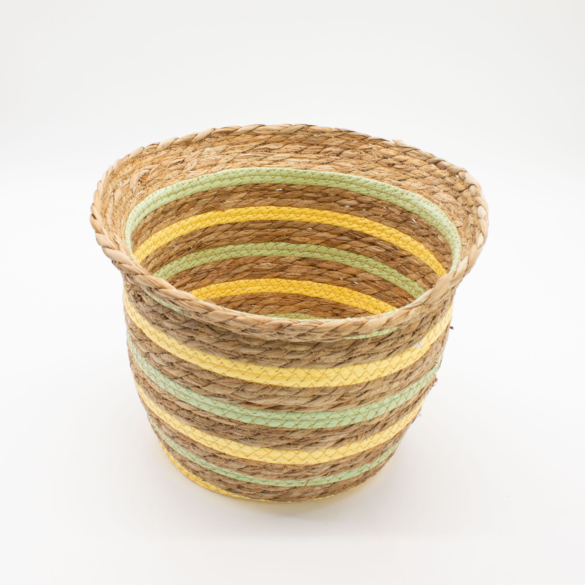 Vasformade Korgar i Sjögräs & Halm – Naturlig Gul & Grön - Set om 3