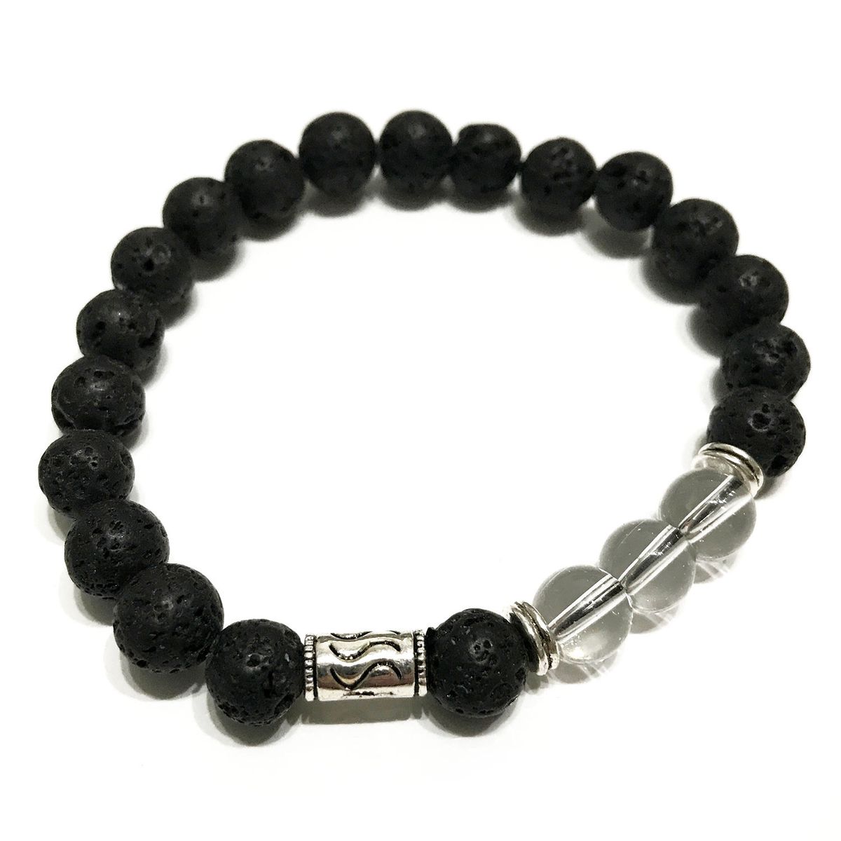 Pulseira de Pedra de Lava - Tribal - Quartzo de Rocha