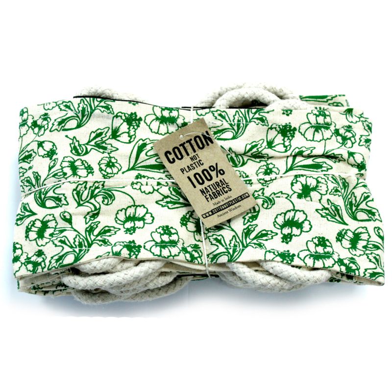 Empty Cotton Wheat Bags with Rope Handles - Floral Patterns
