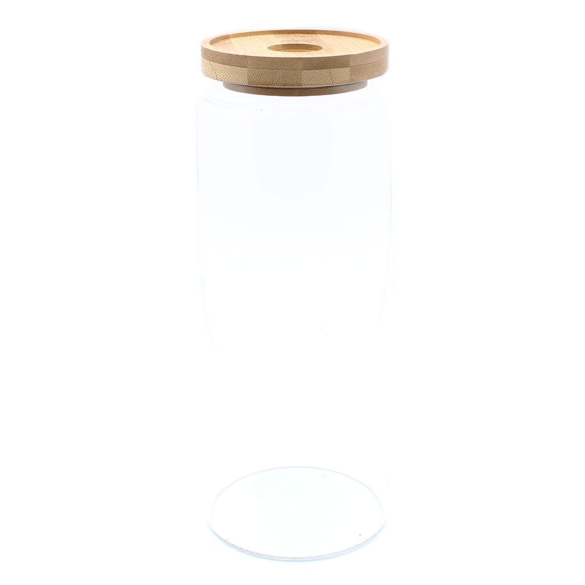 Frasco de vidro com tampa de bambu - 20 cm