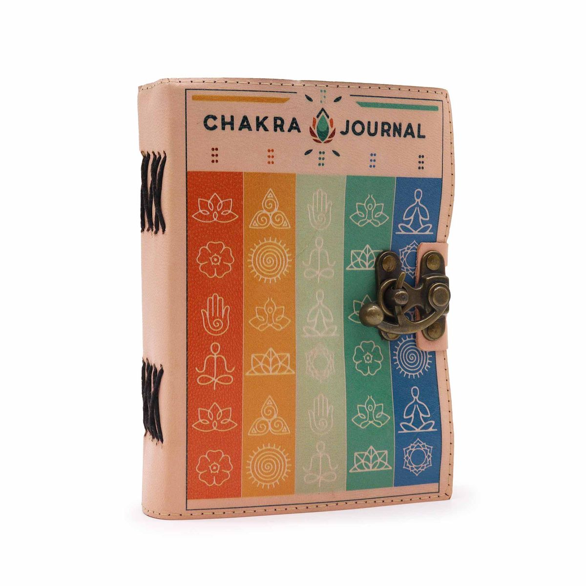 Caderno de couro - 7 Chakras - 12,5x17,5 cm
