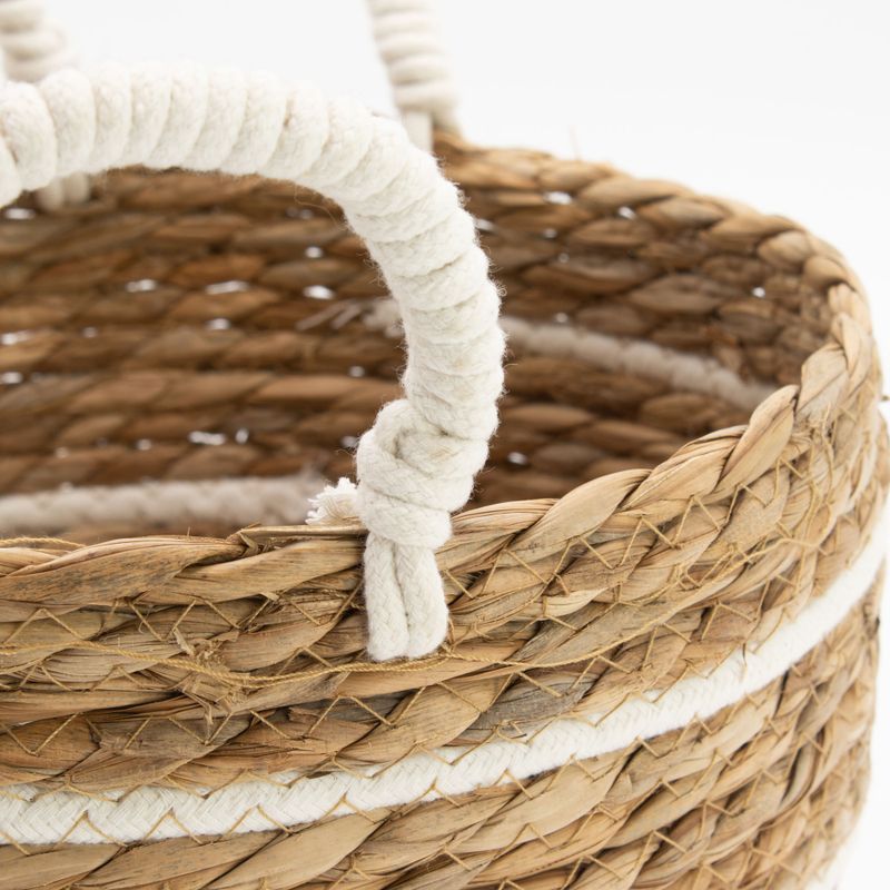 Cotton & Seagrass Large Baskets - Natural Stripes- Set of 3 (32.5cm 29.5cm 24cm)