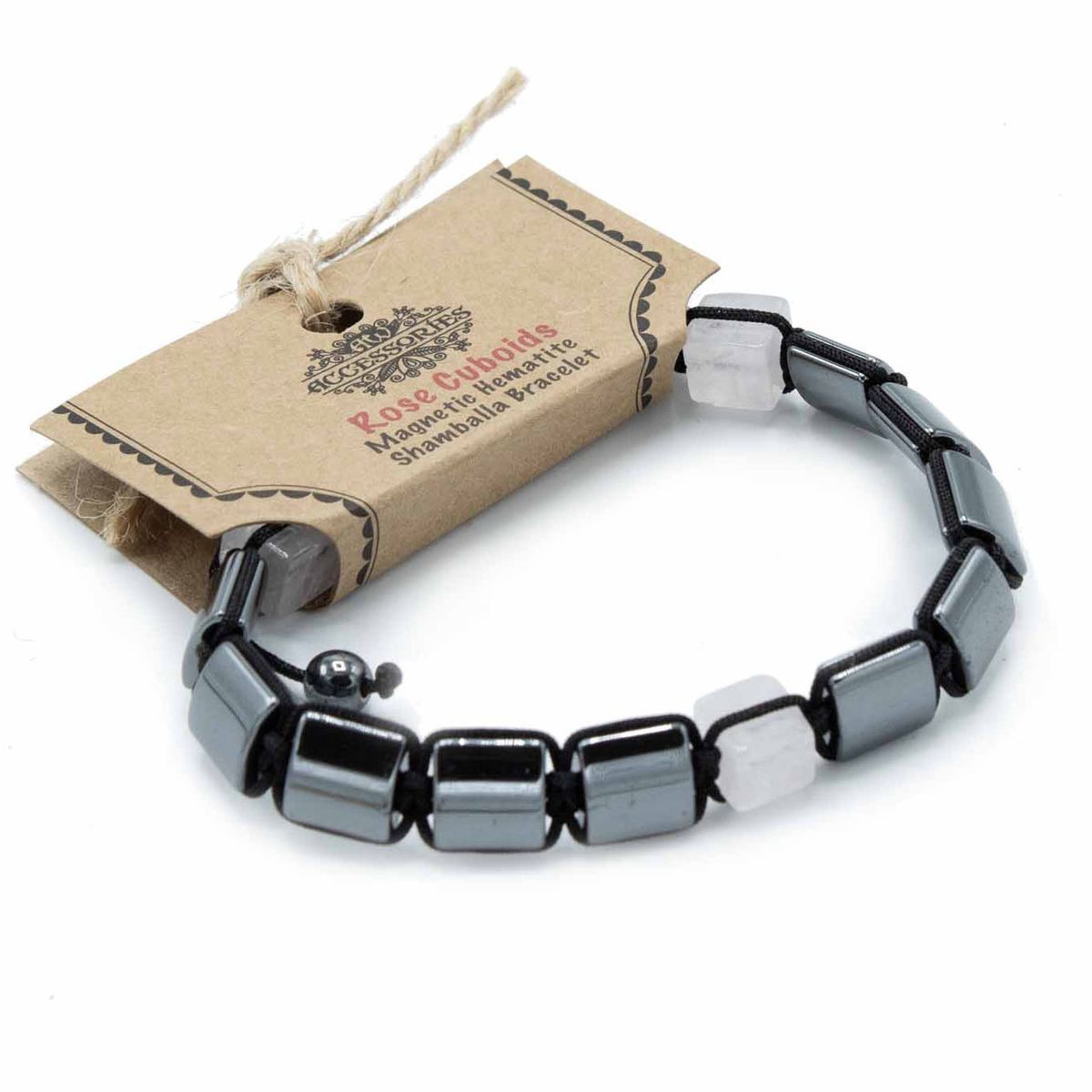 Pulseira Magnética Shamballa de Hematite - Cubóides Rosas