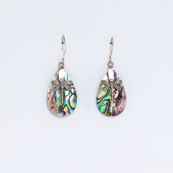 Shell & Silver Earrings - Dragonflies - Abalone