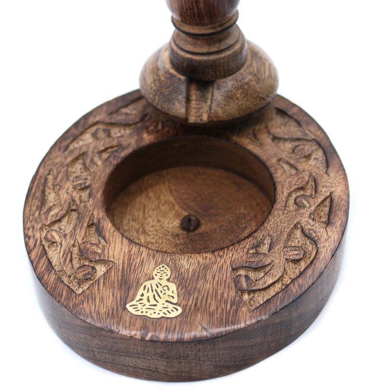 Petit Brûleur à reflux en bois de manguier -  Bouddha