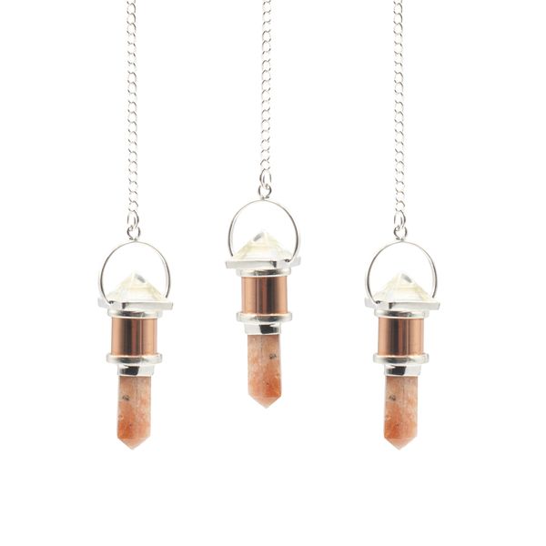 The Moon Chamber- Combo Piece Copper Pendulum -  Clear Quartz & Sunstone
