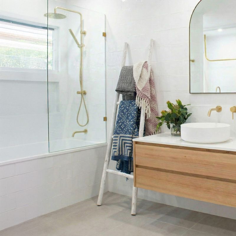 Large Kemu Wood Ladder - 1.5m - Whitewash - Japan Style