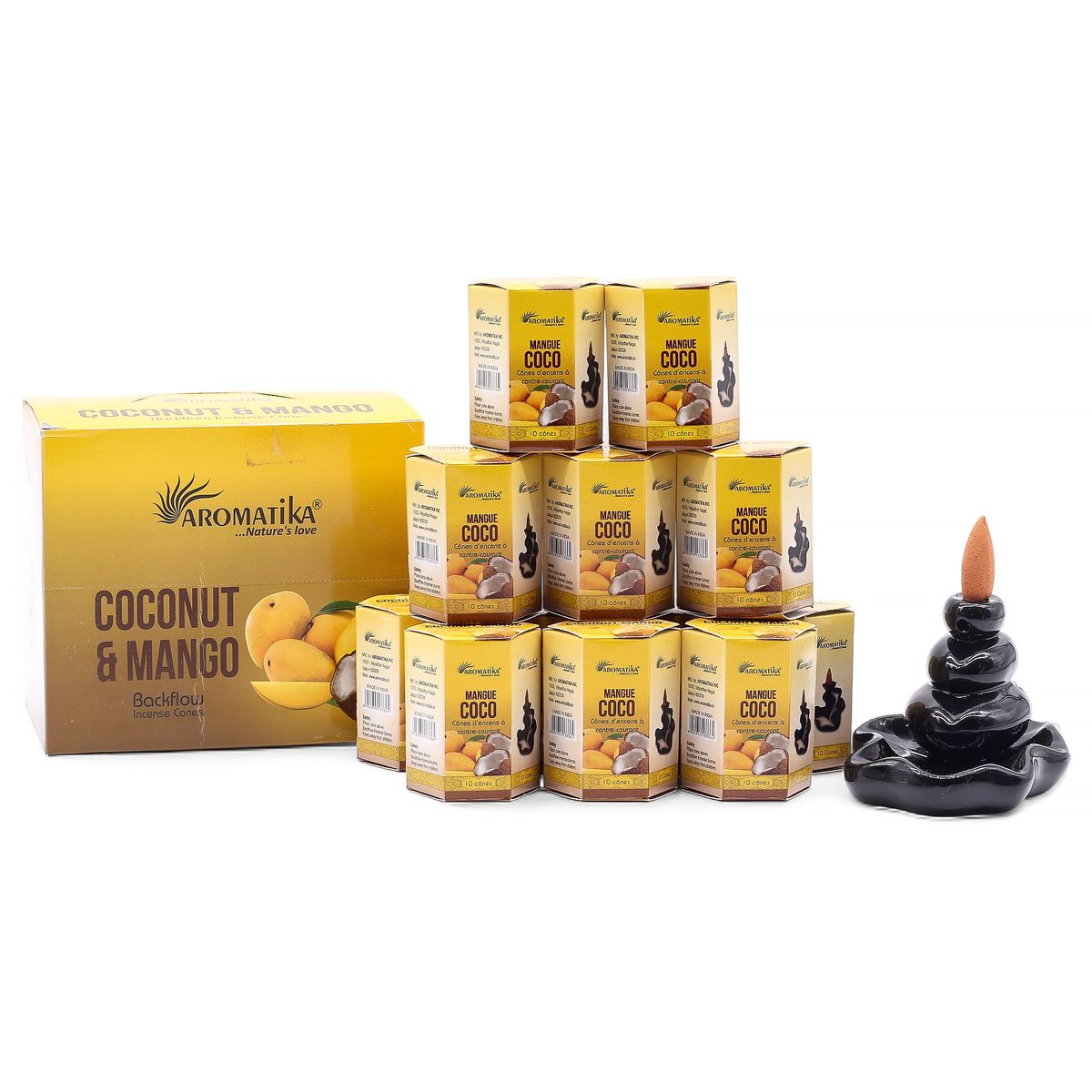 Embalagem de 10 incensos Masala Refluxo - Coco e Manga