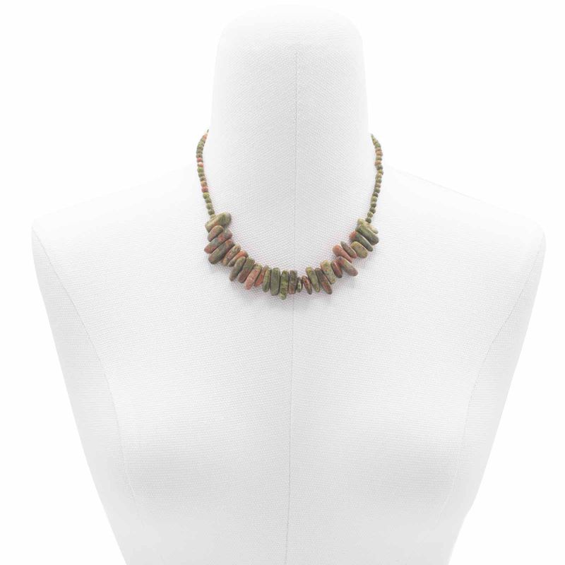 Collier de Gemmes Longues - Unakite