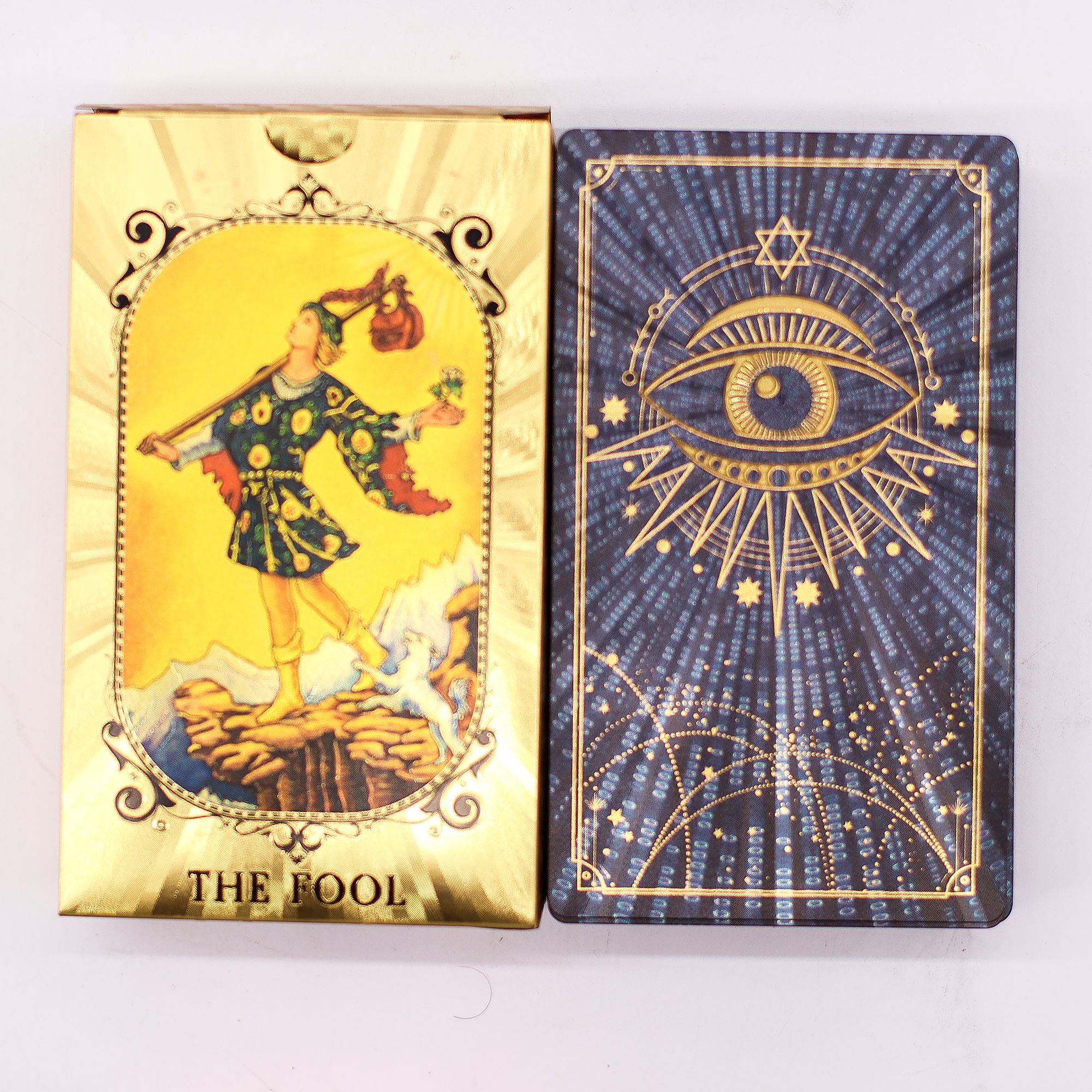 Set Tarot Karata s Plavo-zlatnom Folijom – Svevideće Oko - s priručnikom