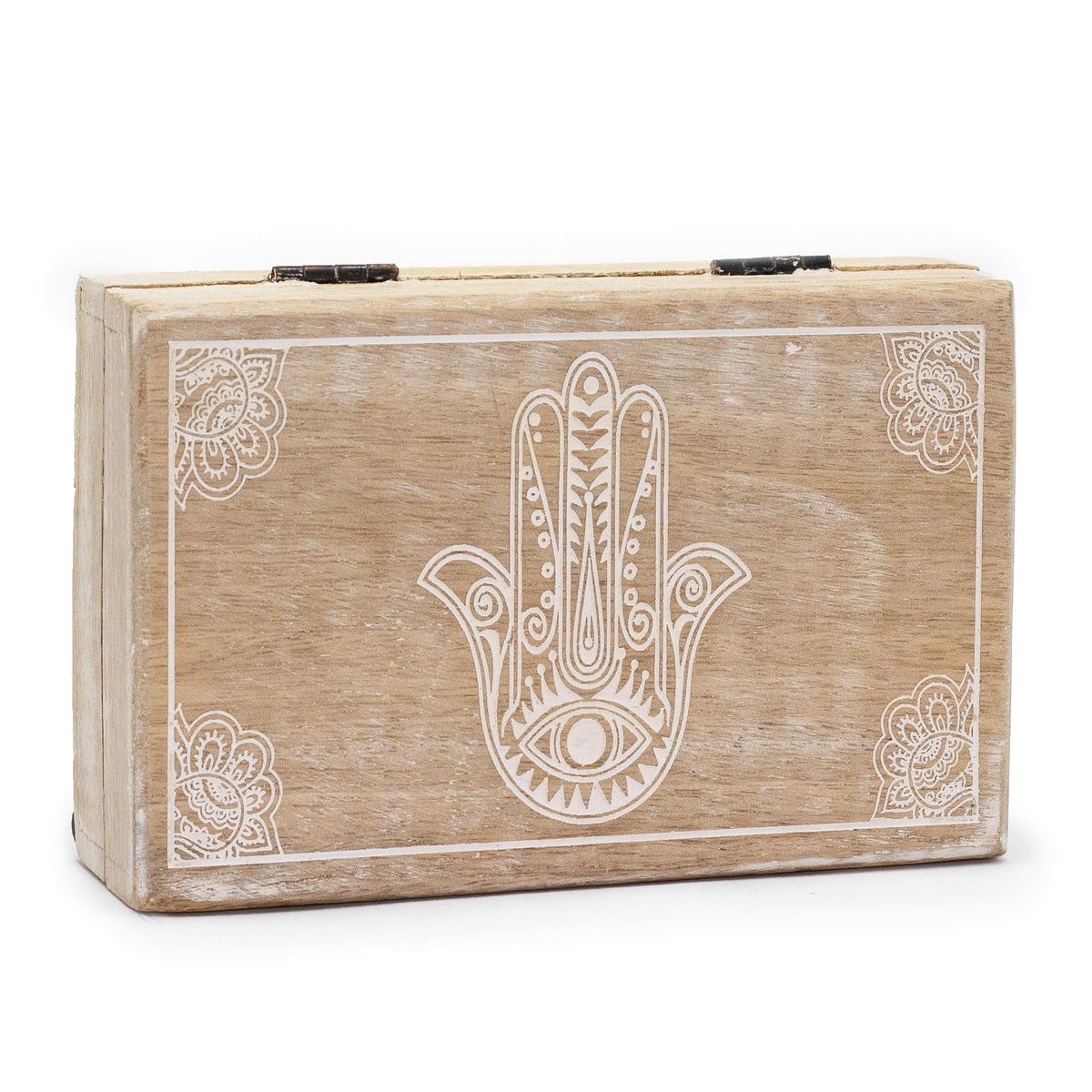Caixa retangular grande 21,5 x 14 x 6,3 cm - Hamsa Branca