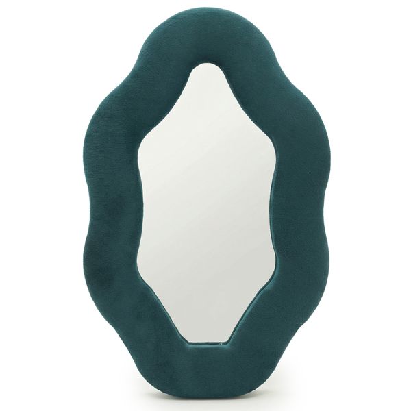 Espelho Macio Ondulado - Pedra Oval - Teal Real