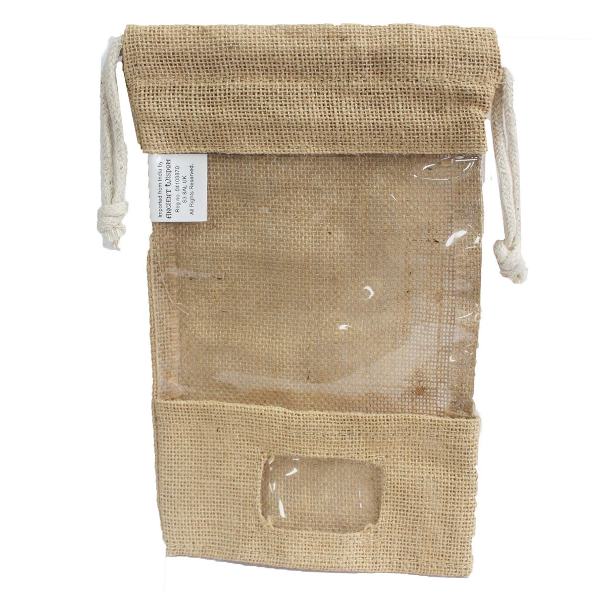 Saco de juta com janela 25x16 cm e mala