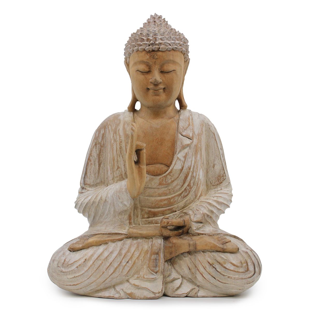 Estátua de Buda branqueada - 40 cm Transmissão do ensinamento
