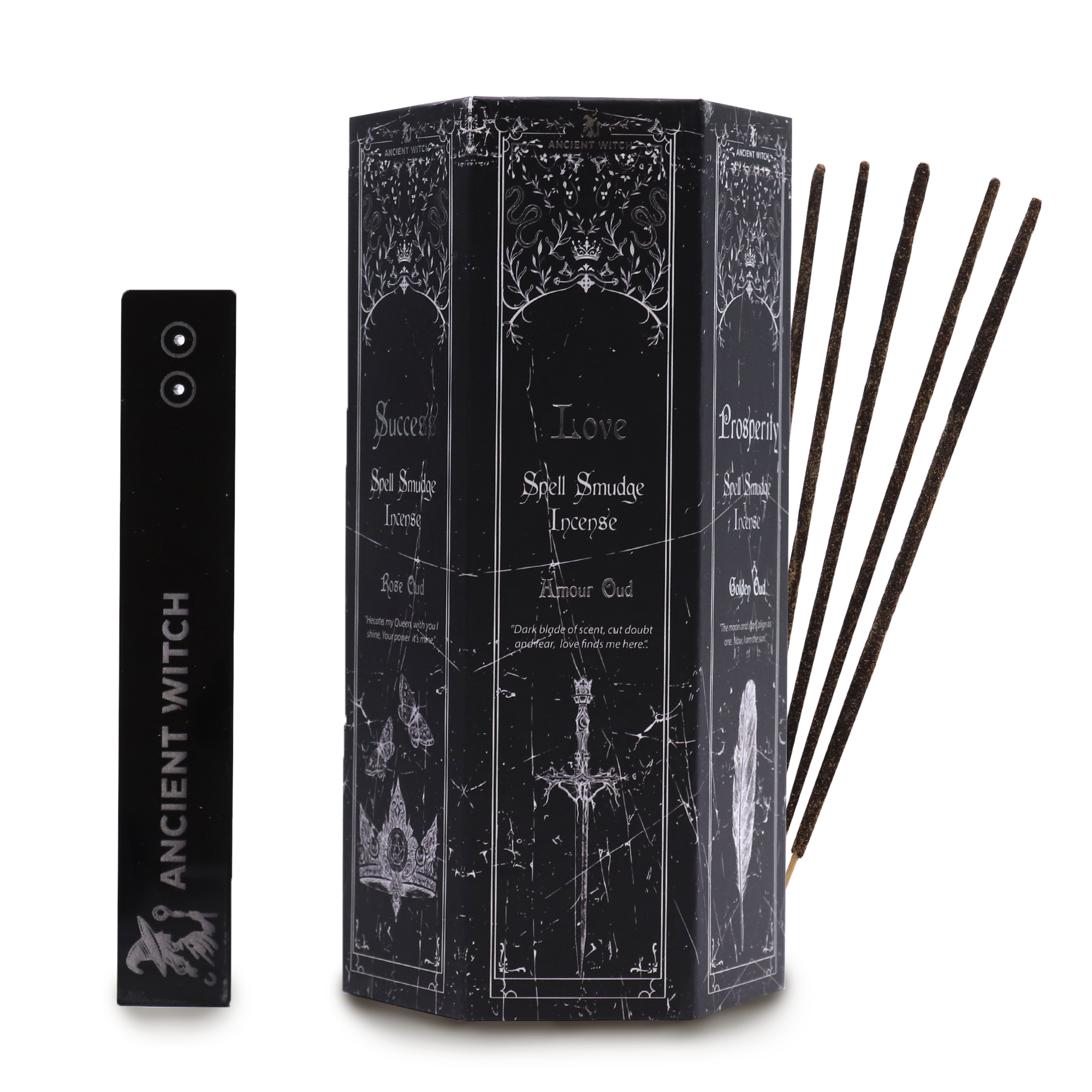 Expositor de Incenso em Pirâmide – Pack Inicial de 5 Aromas Incensos Ancient Witch