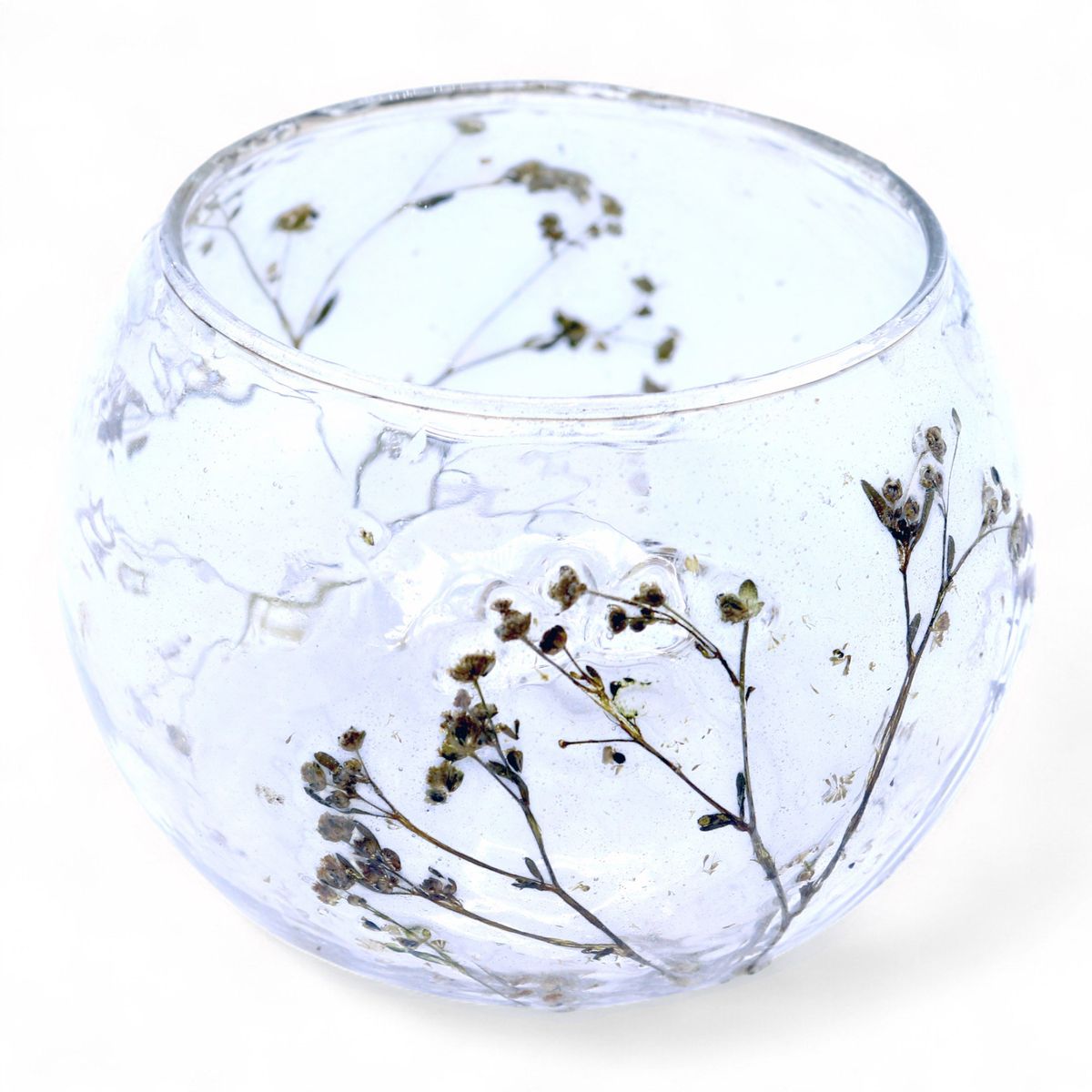 Castiçal de vidro floral natural - Taça - Margarida - (8x10 cm)