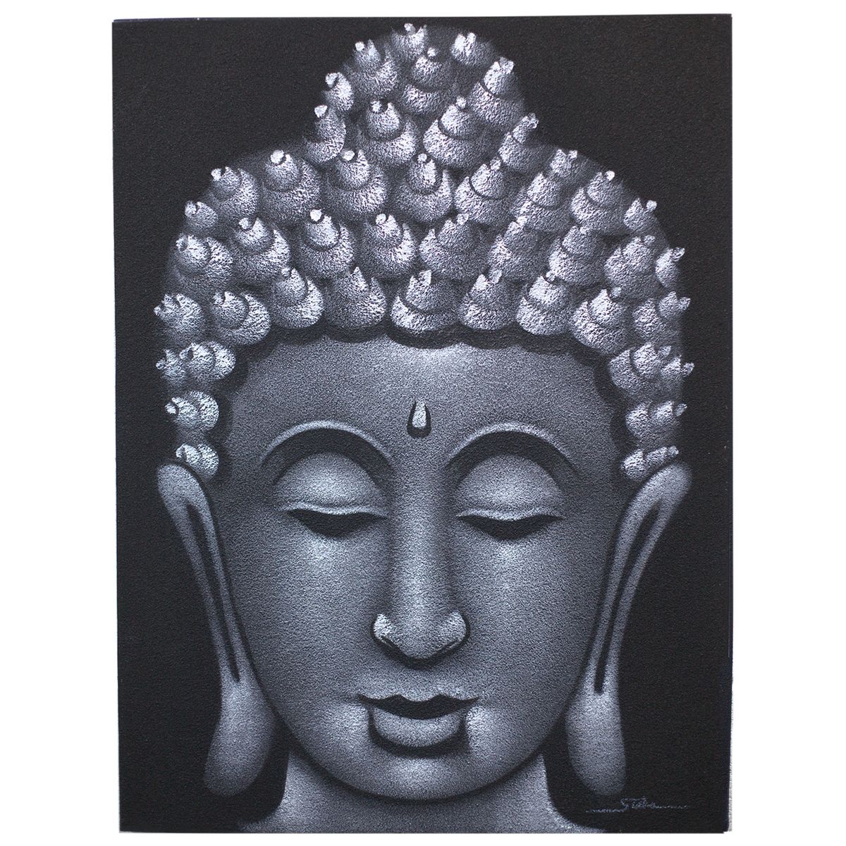 Quadro de Buda - Acabamento em cinzento e areia