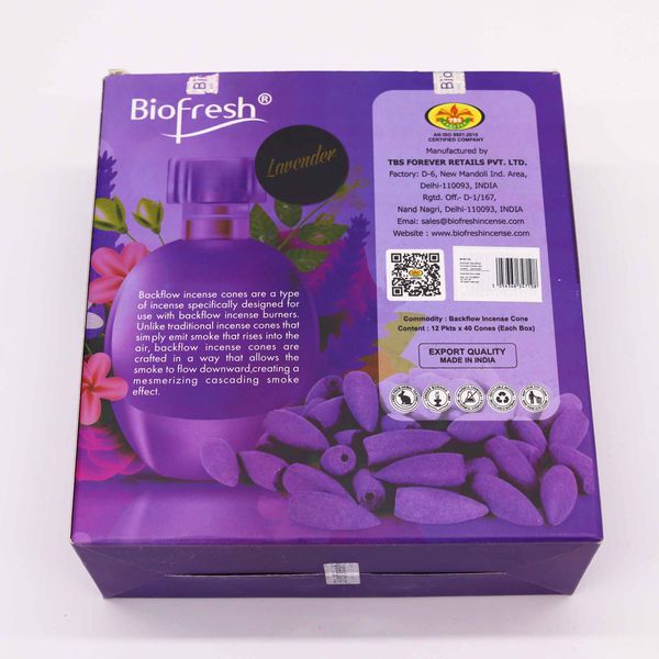 Cones d'Encens Biofresh à Flux Inversé (40 cônes) - Lavande