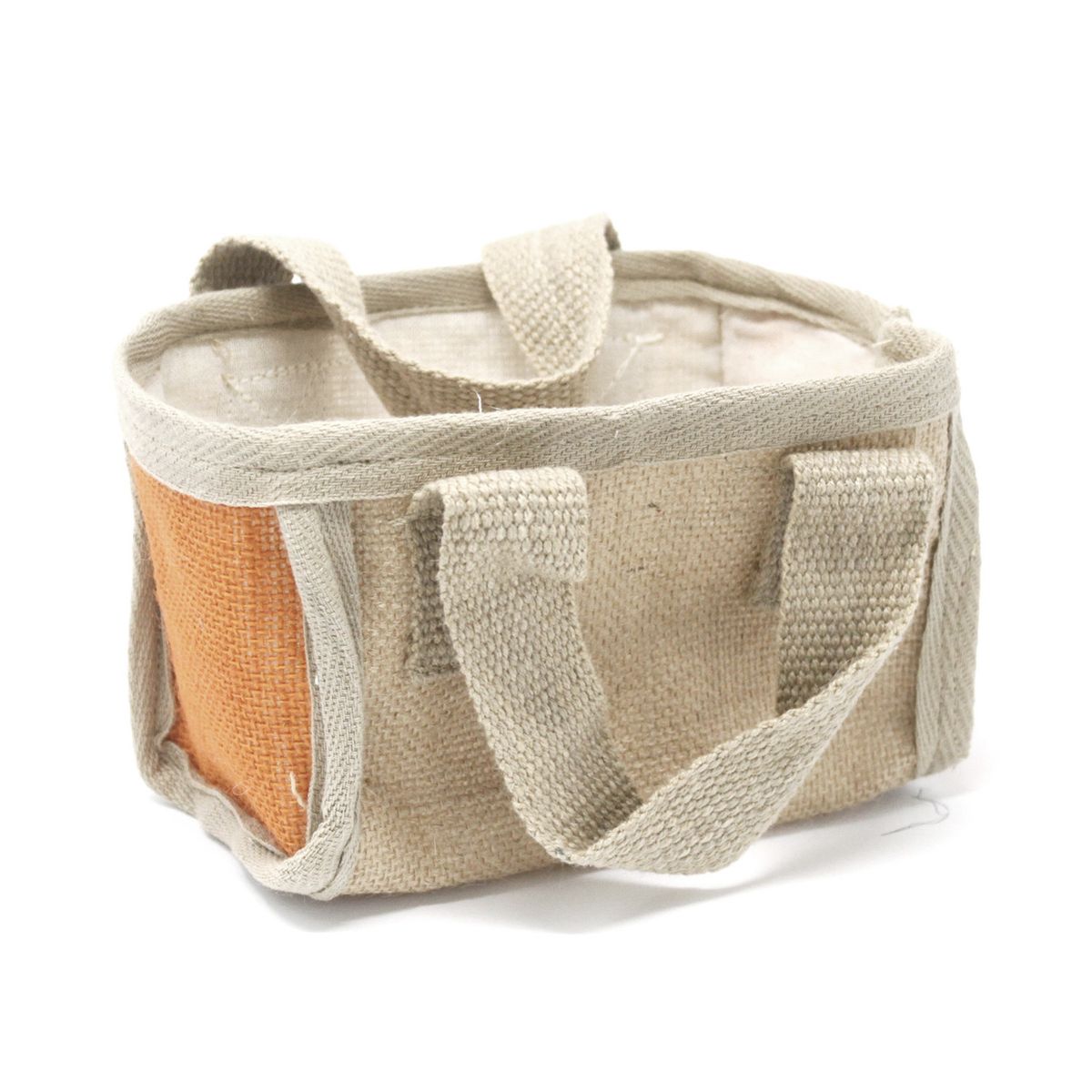 Cesto pequeno de juta - 16x10x12 cm - Laranja