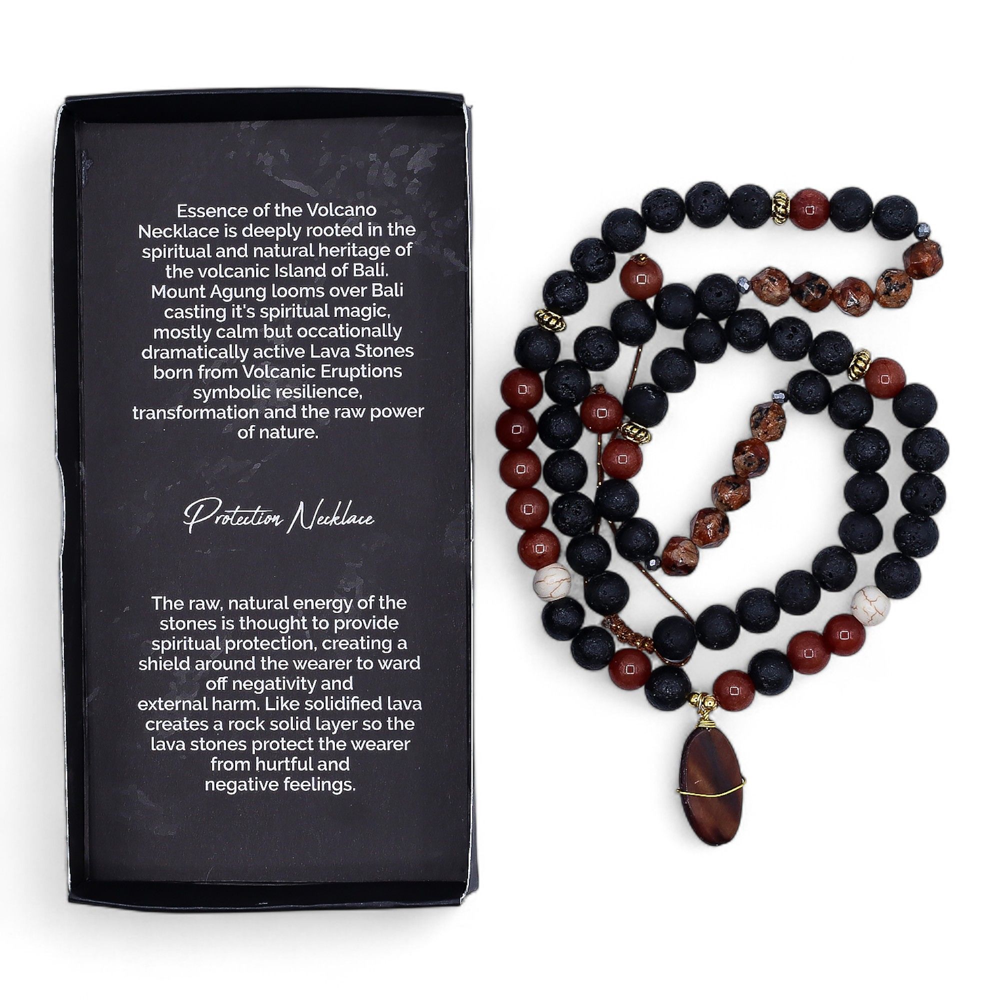 Lava Stone Necklace - 42cm - Protective & Grounding