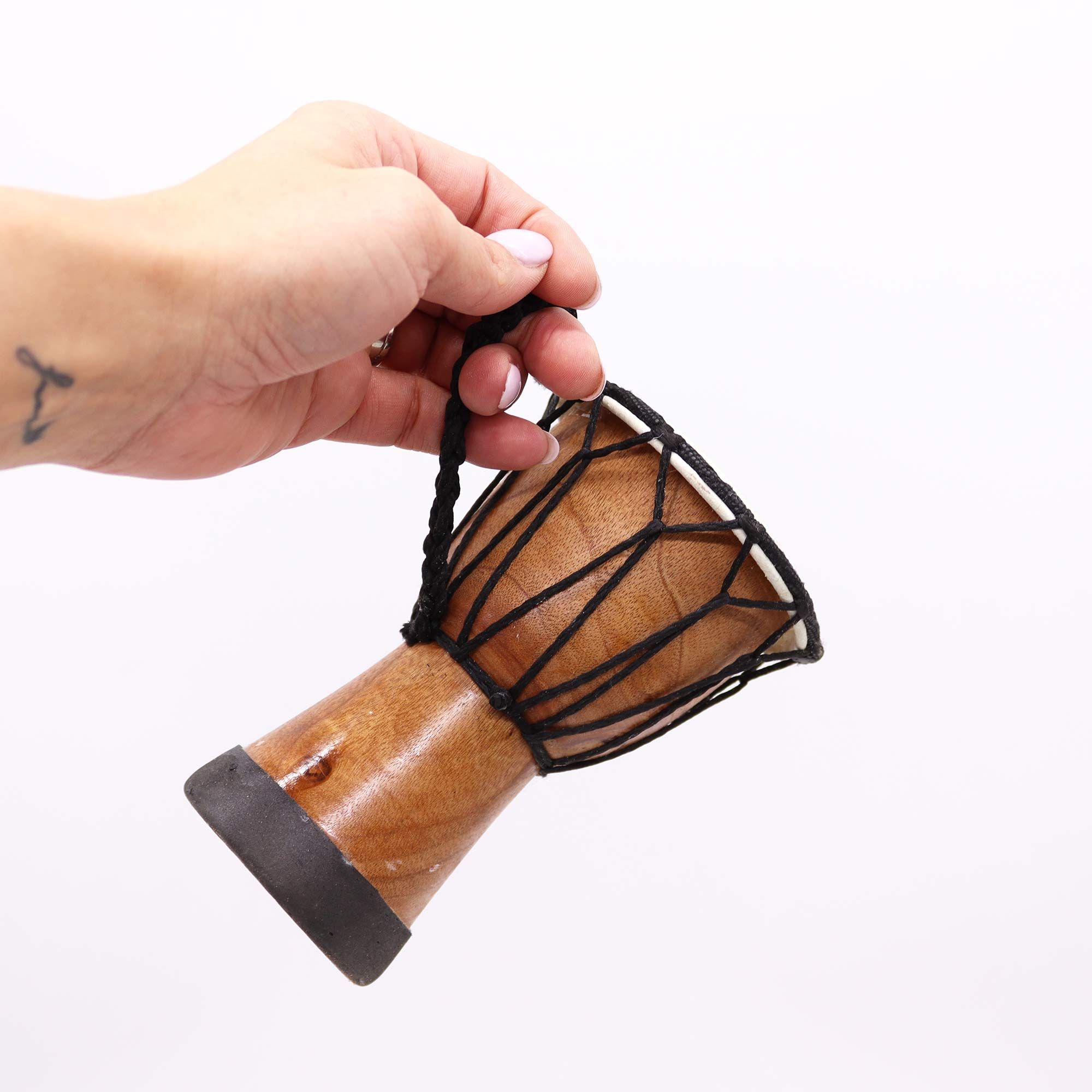 Tambor de Djembe de Topo Largo Feito à Mão - 15cm