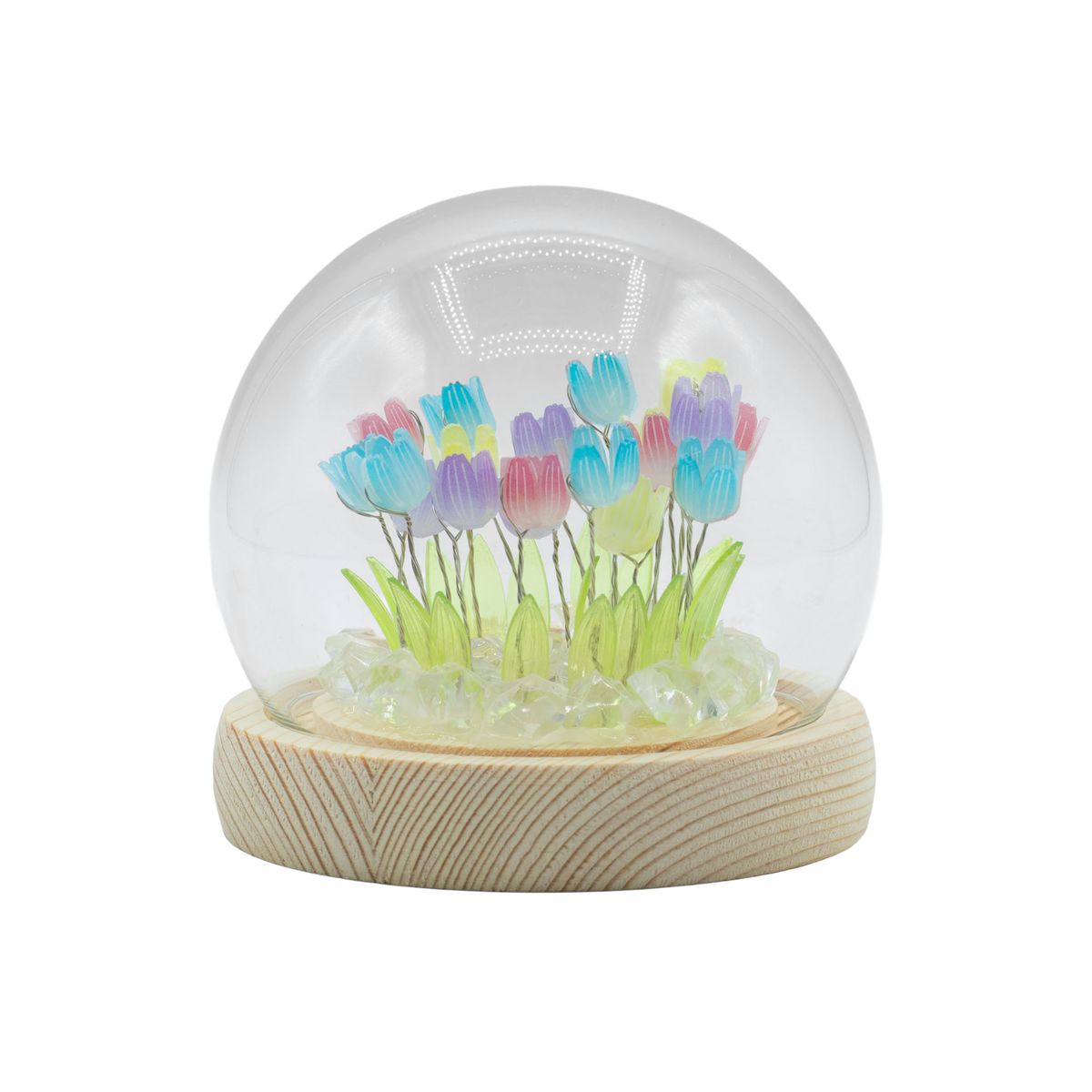Cúpula de jardim Floral Glow - 20 tulipas multicoloridas - LED USB