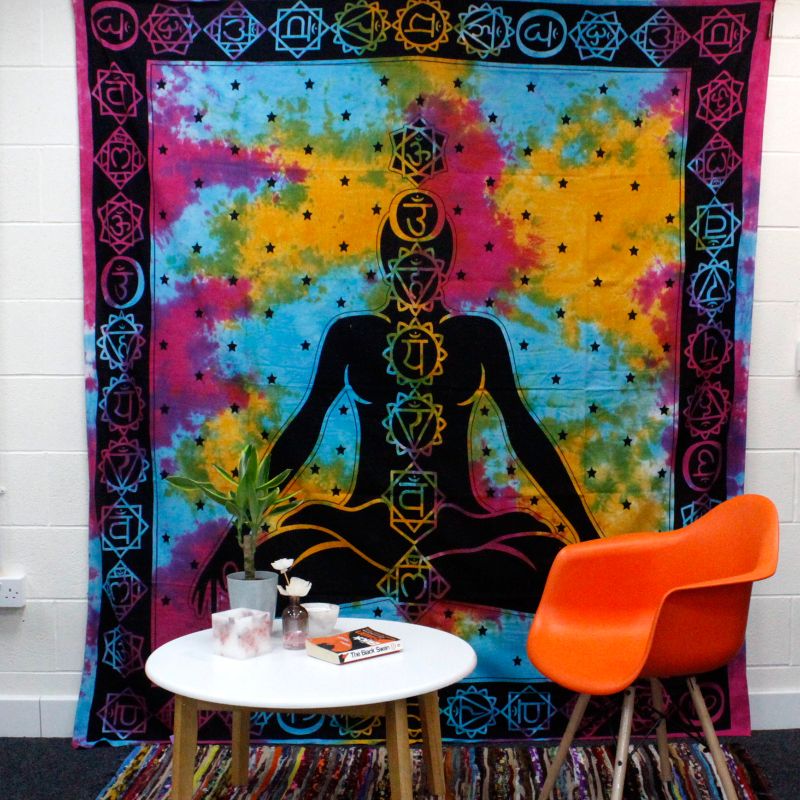 Памучно покривало за двойно легло + стенно висящо декоративно изделие - Chakra Buddha
