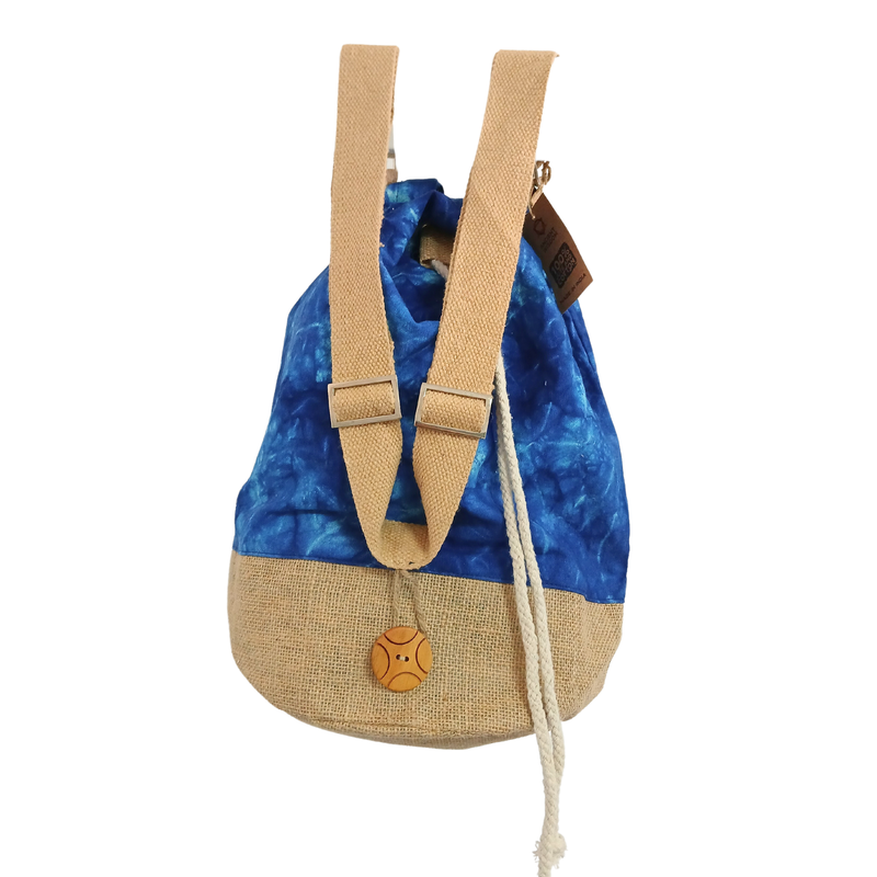 Sac à dos 100 % naturel - Bleu effet délavé - Mandala