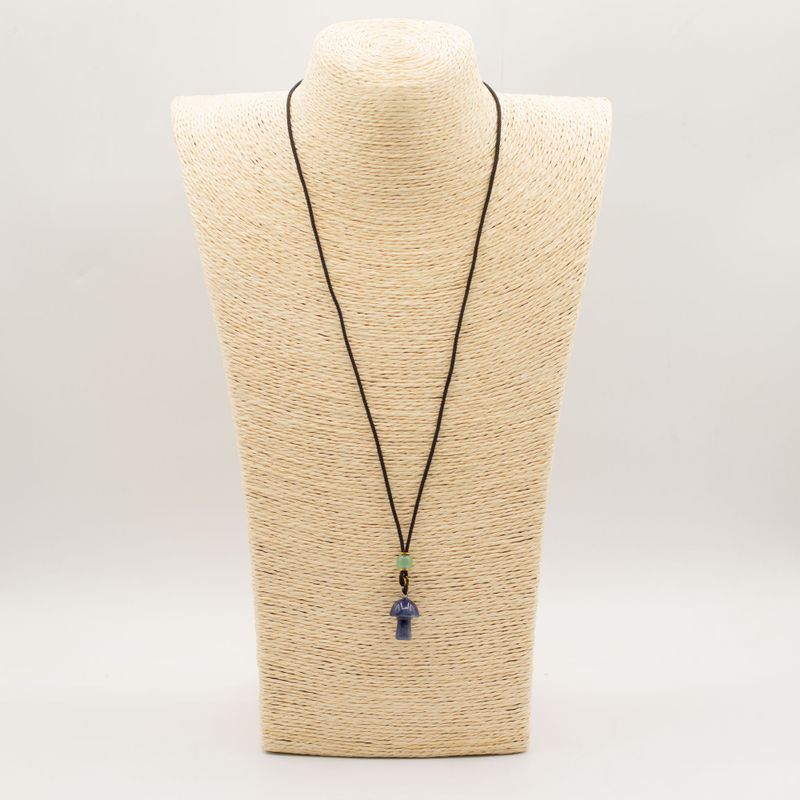Cord Necklace Gemstone Pendants - Sodalite Mushroom