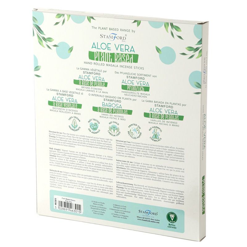 Pack de 6 bâtons d'encens Masala à base de plantes - Aloe Vera