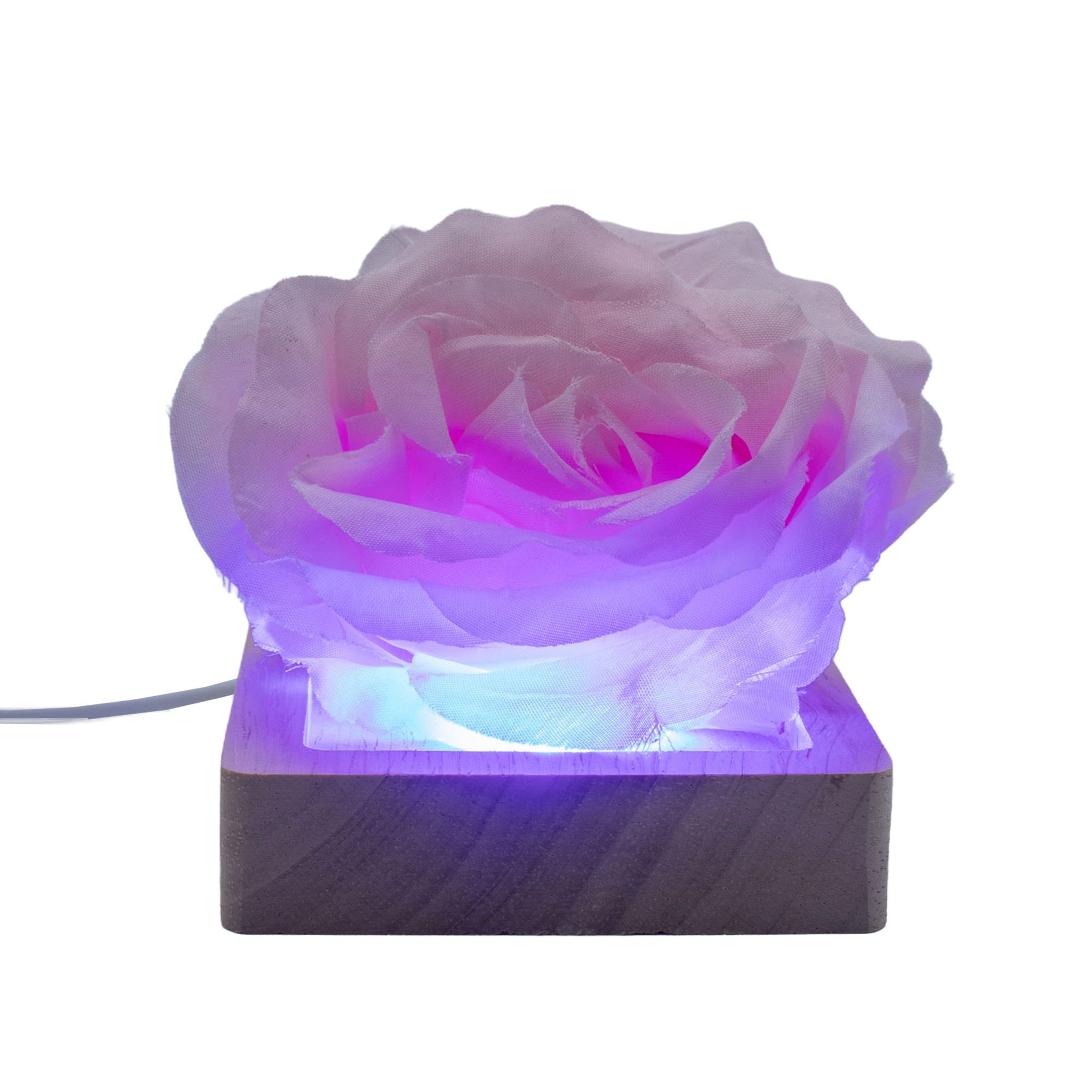 Base USB LED de Madeira Quadrada 8 cm - Multicolorido